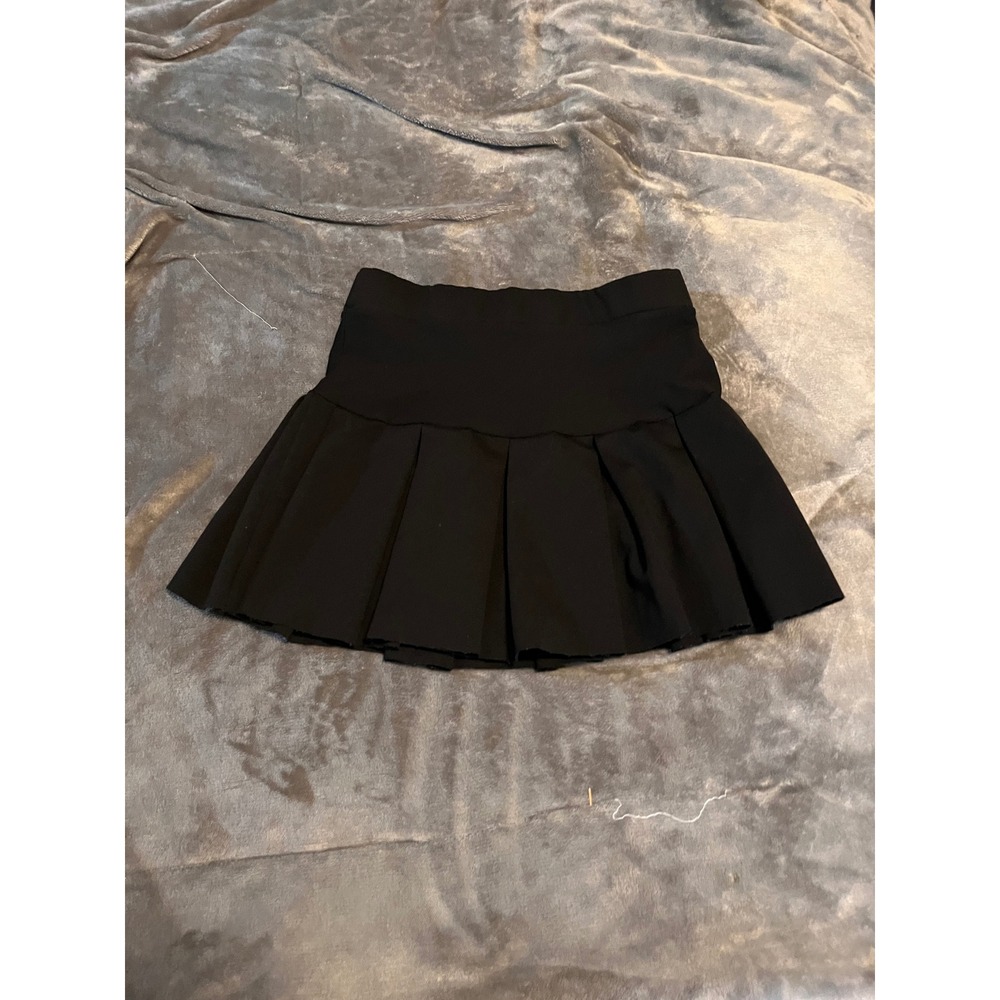 Fashion Nova Womens Black Pleated Mini Skort Skirt Shorts Size M